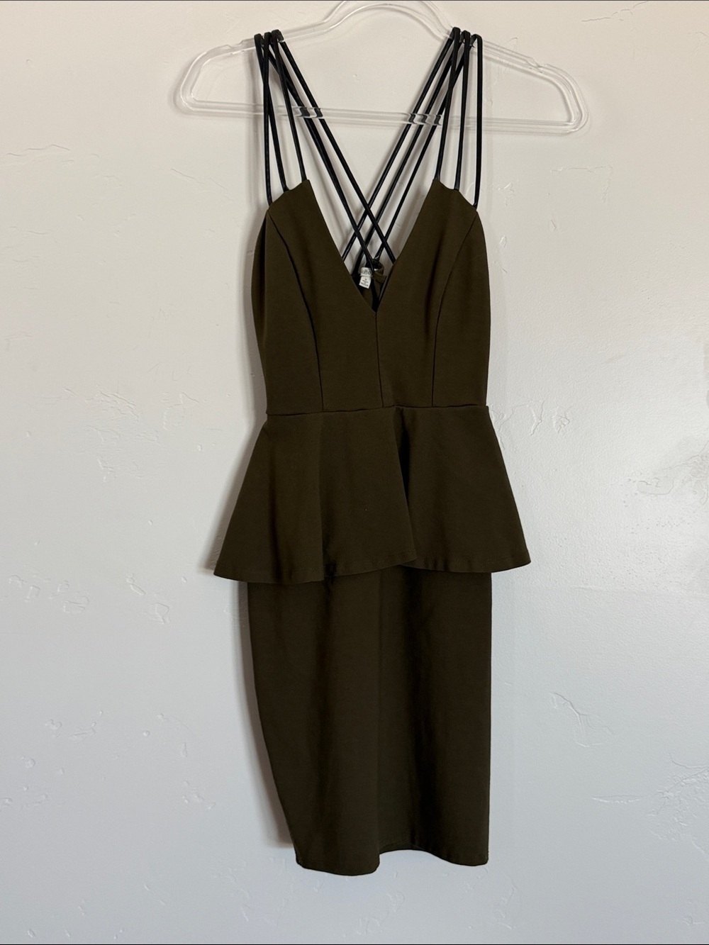 Charlotte Russe Olive Peplum Midi Dress with Crisscross Straps